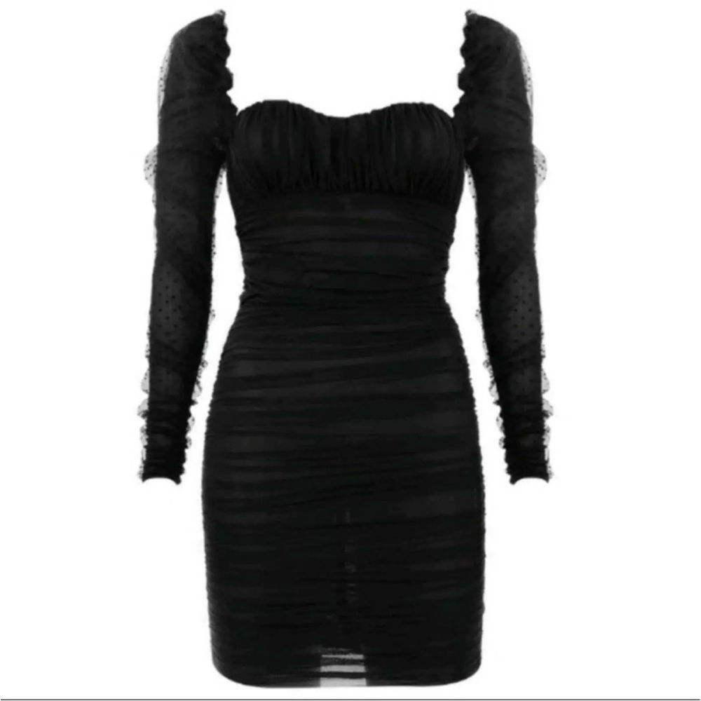 House of CB Elegant Black Long Sleeve Mini Dress - Picture 4 of 12
